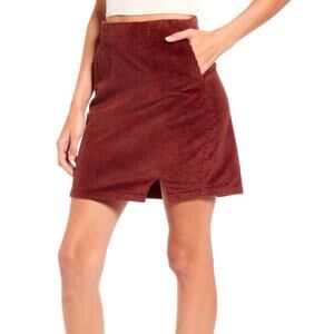 BP Corduroy Notched Hem Skirt Red Fire Large Y2K Retro 70s Dark Academia Preppy